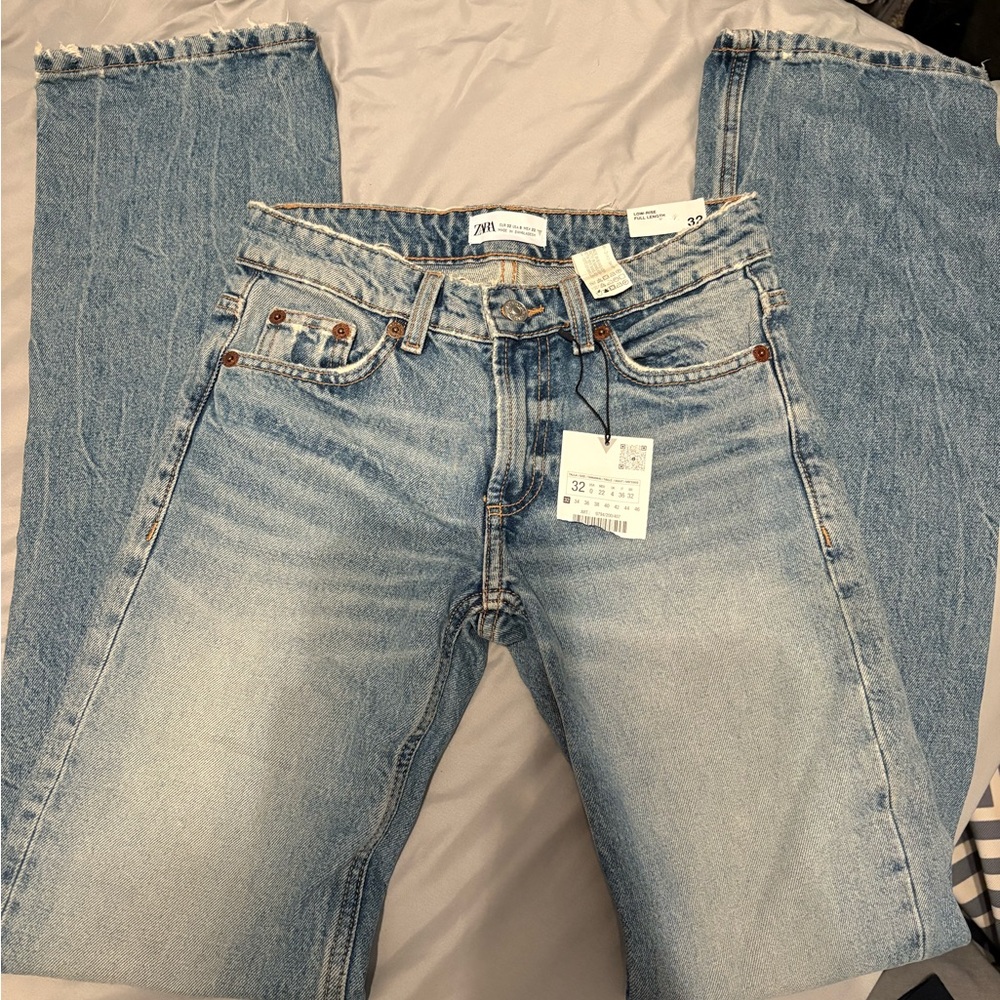 Zara Sky Blue Low rise Denim Jeans 0 NWT
